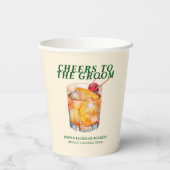 Ouderwetse cocktail vrijgezellenweekend papieren bekers (Achterkant)