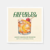 Ouderwetse cocktail vrijgezellenweekend servet (Voorkant)