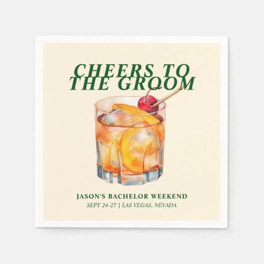 Ouderwetse cocktail vrijgezellenweekend servet (Voorkant)