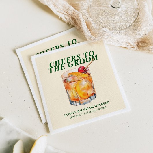 Ouderwetse cocktail vrijgezellenweekend servet