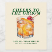 Ouderwetse cocktail vrijgezellenweekend wijn etiket (Enkel label)