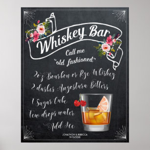 ouderwetse cocktail whiskey bruiloft poster