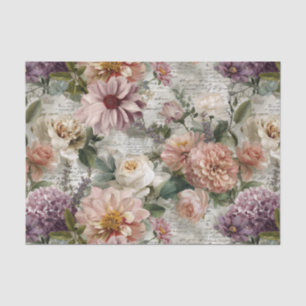 Ouderwetse collage zachte bloemen tissuepapier