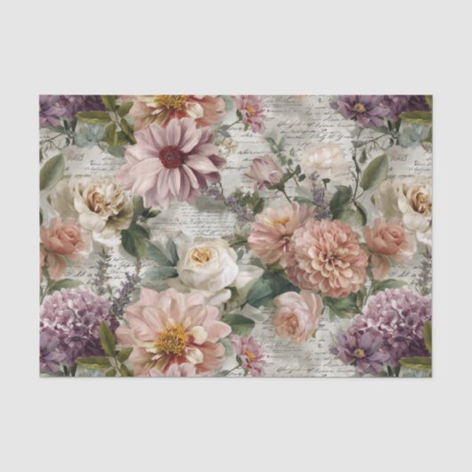 Ouderwetse collage zachte bloemen tissuepapier (Voorkant)