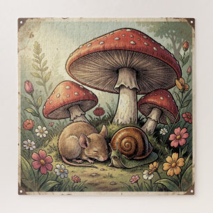Ouderwetse Cottage Core Paddenstoelen en Wilde Die Legpuzzel
