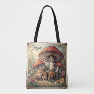 Ouderwetse Cottage Core Paddenstoelen en Wilde Die Tote Bag