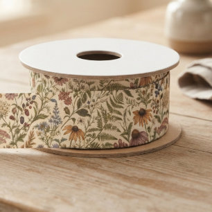Ouderwetse Cottagecore met Wilde Bloemen Satijnen Lint