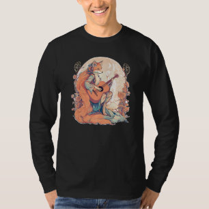 Ouderwetse cottagecore vos die akoestische gitaar  t-shirt