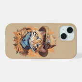 Ouderwetse Cowboy Kitten Ontwerp iPhone 15 Case (Achterkant horizontaal)