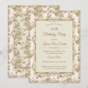 Ouderwetse crèmekleurige Beige Damast roos oud Gou Kaart