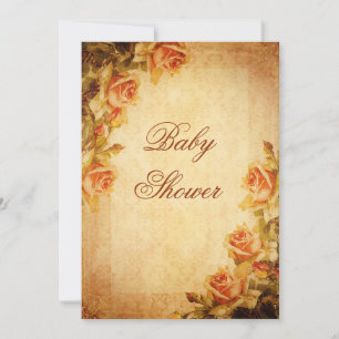 Ouderwetse Damast Shabby Chic Perzikrozen Baby Sho Kaart