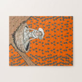 Ouderwetse dame in wit vogelnest blad legpuzzel (Horizontaal)