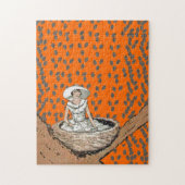 Ouderwetse dame in wit vogelnest blad legpuzzel (Verticaal)