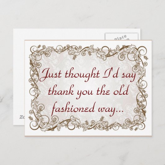 Ouderwetse dank u briefkaart (Voorkant / Achterkant)