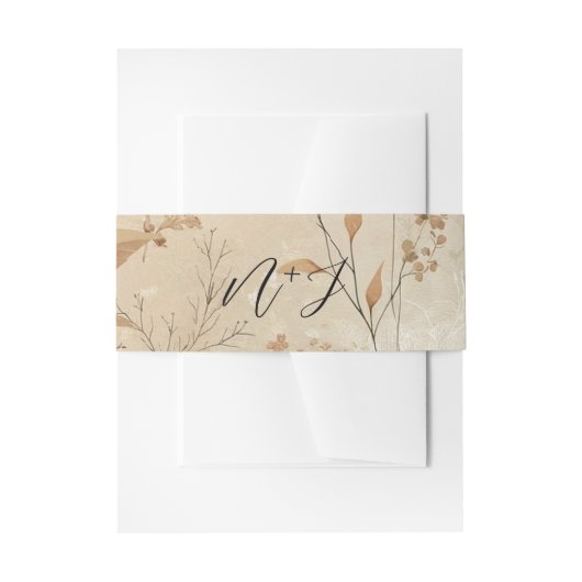 Ouderwetse Delicate Bloemige Botanische Boho Bruil Uitnodigingen Wikkel (Voorkant Voorbeeld)
