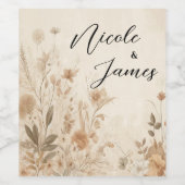 Ouderwetse Delicate Bloemige Botanische Boho Bruil Wijn Etiket (Enkel label)