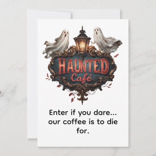 Ouderwetse design van een spookcafé met geesten en kaart (Voorkant)