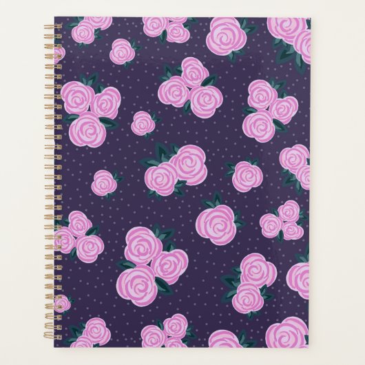 Ouderwetse donkerpaarse bloemen planner (Voorkant)