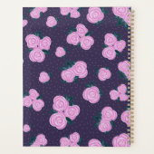 Ouderwetse donkerpaarse bloemen planner (Achterkant)