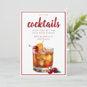 Ouderwetse drankjes cocktailparty kaart (Staand voorkant)