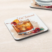 Ouderwetse Drink met kersen en Sinaasappel Bier Onderzetter (Linkerzijde)