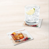 Ouderwetse Drink met kersen en Sinaasappel Kartonnen Onderzetters (Insitu)