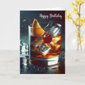 Ouderwetse Drink Verjaardag Kaart (Gele Bloem)