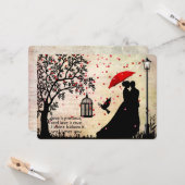 Ouderwetse Elegante Beige & Zwarte Poëzie Valentij Kaart (Voorkant / Achterkant in situ)