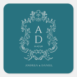 Ouderwetse Elegante Bloemen Vierkante Sticker