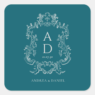 Ouderwetse Elegante Bloemen Vierkante Sticker