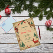 Ouderwetse Elegante Kerstfeest Kaart