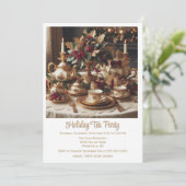 Ouderwetse Elegante Kerstthee Uitnodiging (Staand voorkant)