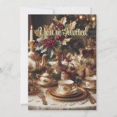 Ouderwetse Elegante Kerstthee Uitnodiging (Achterkant)