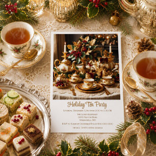 Ouderwetse Elegante Kerstthee Uitnodiging