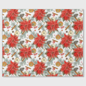 Ouderwetse Elegante Kerstwaterverf Poinsettia Cadeaupapier (Vlak)