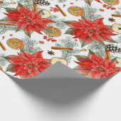 Ouderwetse Elegante Kerstwaterverf Poinsettia Cadeaupapier (Hoek)