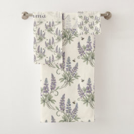 Ouderwetse Elegante Lupine & Bijen Botanisch Patro Bad Handdoek
