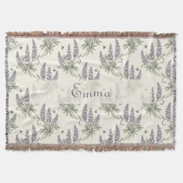 Ouderwetse Elegante Lupine & Bijen Botanisch Patro Deken