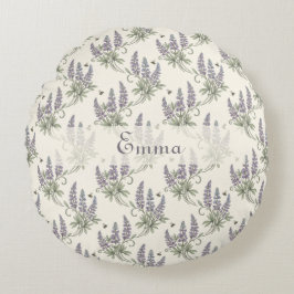 Ouderwetse Elegante Lupine & Bijen Botanisch Patro Rond Kussen