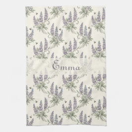 Ouderwetse Elegante Lupine & Bijen Botanisch Patro Theedoek