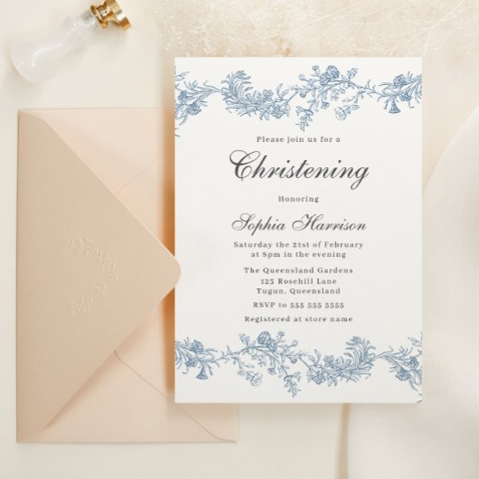 Ouderwetse Elegante Meisje of Jongen Doop Kaart