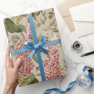 Ouderwetse Elegante Roze Tuin Watercolor Patroon Cadeaupapier