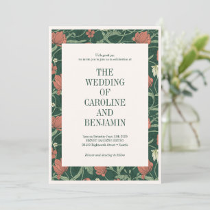 Ouderwetse Elegante Rustieke Groene Bloemige Winte Kaart