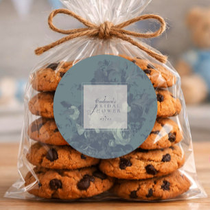 Ouderwetse Elegante Rustieke Turquoise Bloemige Br Ronde Sticker