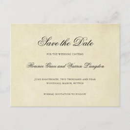 Ouderwetse Elegante Trouw 'Save the Date' Aankondigingskaart