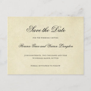 Ouderwetse Elegante Trouw 'Save the Date' Aankondigingskaart
