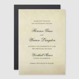 Ouderwetse Elegante Trouw 'Save the Date' Magnetische Uitnodiging