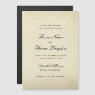 Ouderwetse Elegante Trouw 'Save the Date' Magnetische Uitnodiging