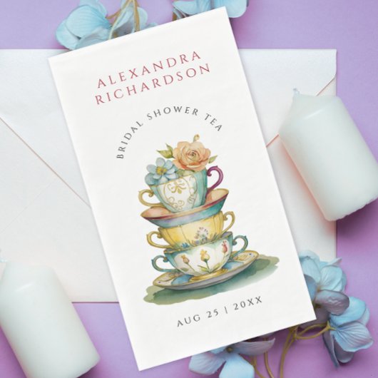 Ouderwetse Elegante Waterverf Bruidsdouche Thee Fe Servet