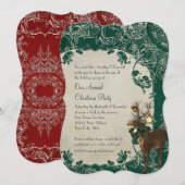 Ouderwetse Elegantie Kerst Toile Bloem Damast Kaart (Voorkant / Achterkant)